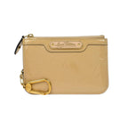 Portefeuille Louis Vuitton Pochette Clés Nm Cuir Verni - Beige