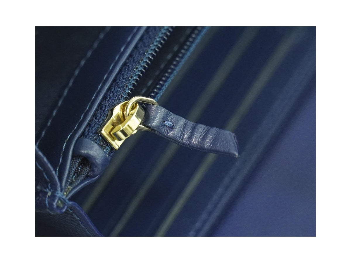 Portefeuille Chanel Deauville Flap Wallet Long Cuir - Bleu Marine