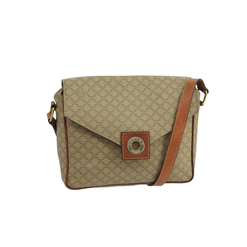Celine Vintage Macadam Circle Logo Shoulder Bag Canvas and Leather Product Image