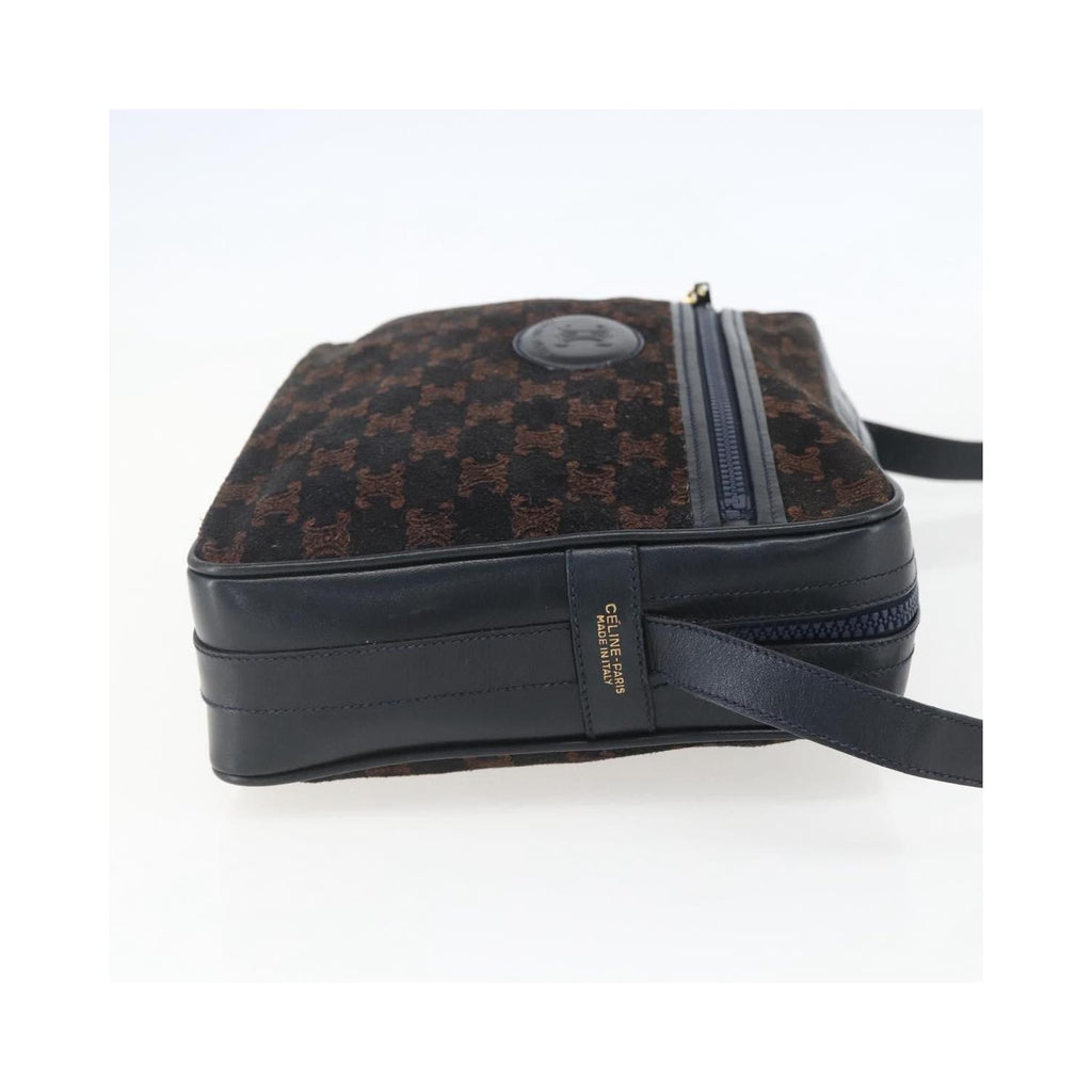 Sac Porté Épaule Celine C Macadam Shoulder Bag Daim - Bleu Marine