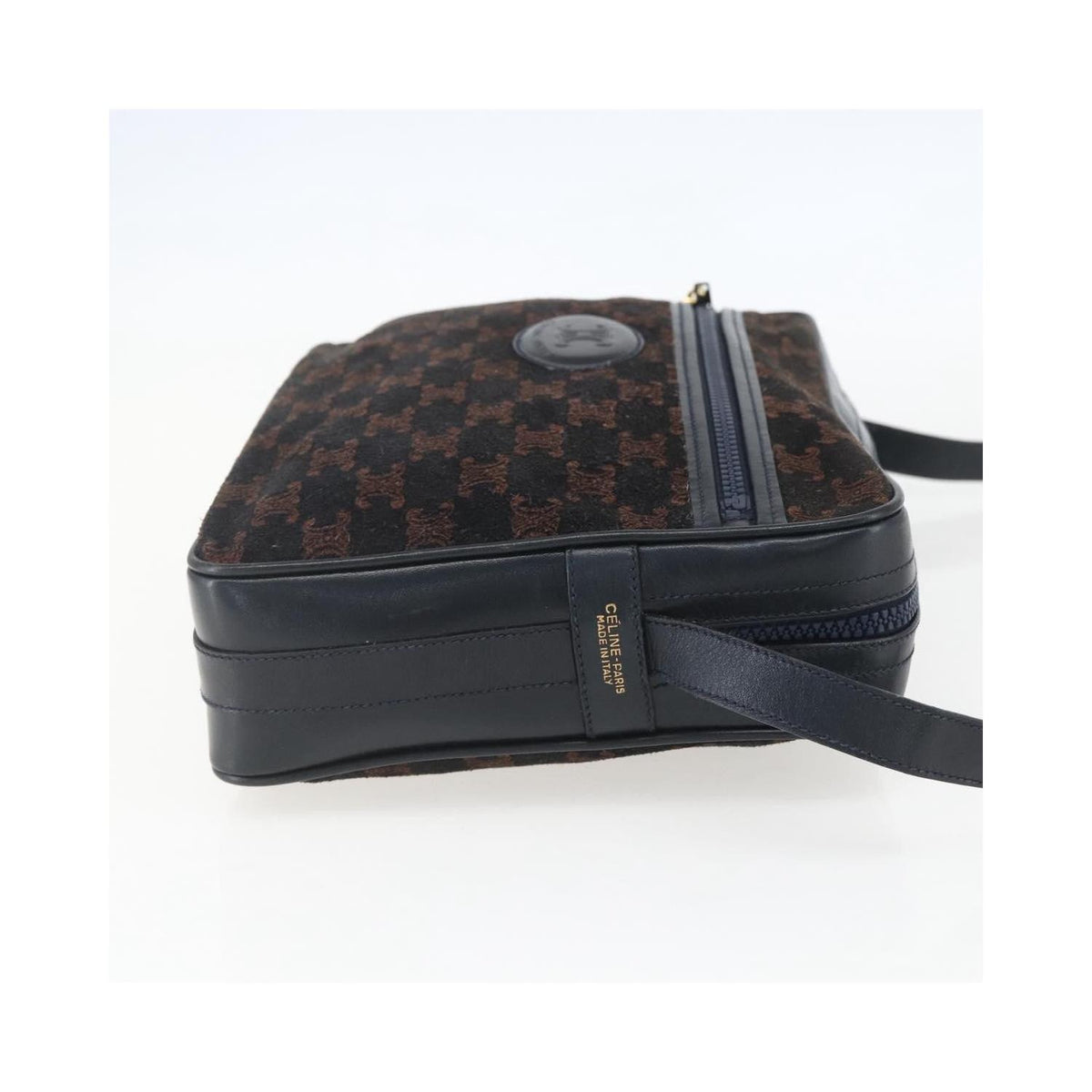 Sac Porté Épaule Celine C Macadam Shoulder Bag Daim - Bleu Marine