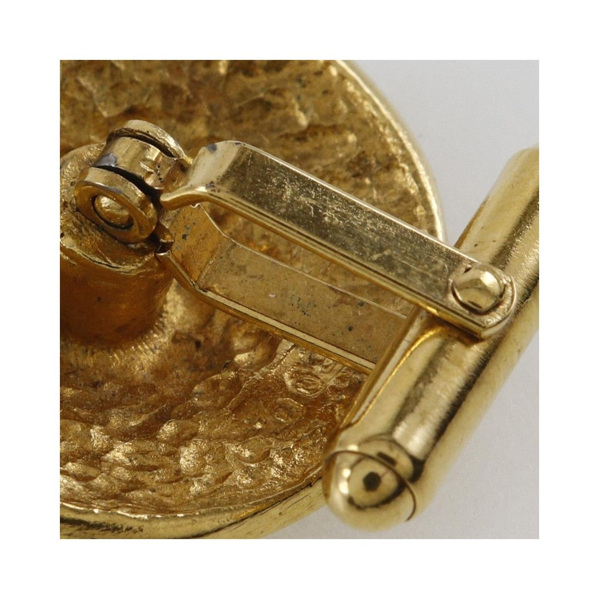 Boutons De Manchette Chanel Vintage Logo Round Cufflinks Gold_Plated - Or