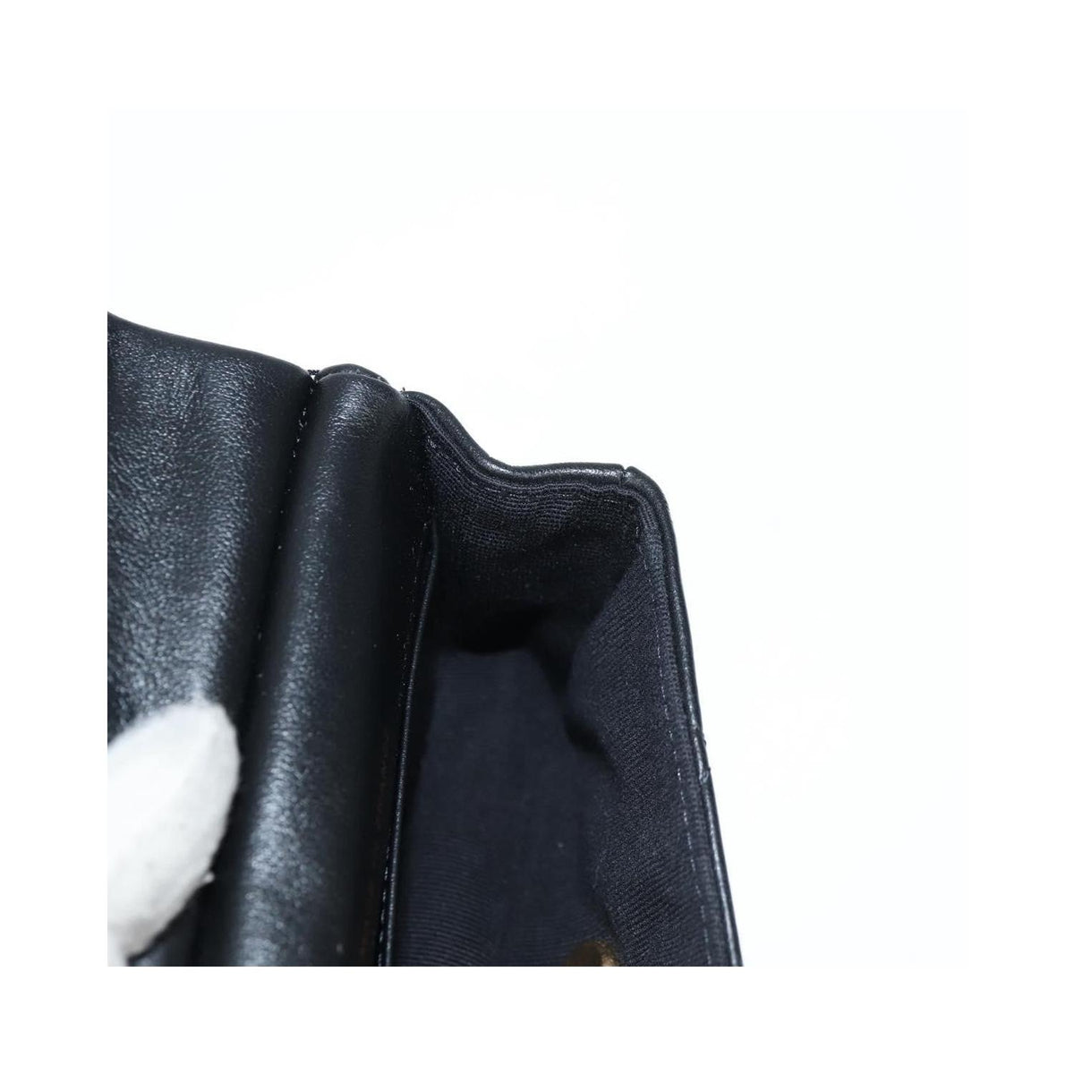 Sac Chanel Lady Handle Flap Card Holder On Chain Cuir - Noir