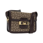 Sac Porté Épaule Celine Vintage Horse Carriage C Macadam Shoulder Bag Toile - Beige