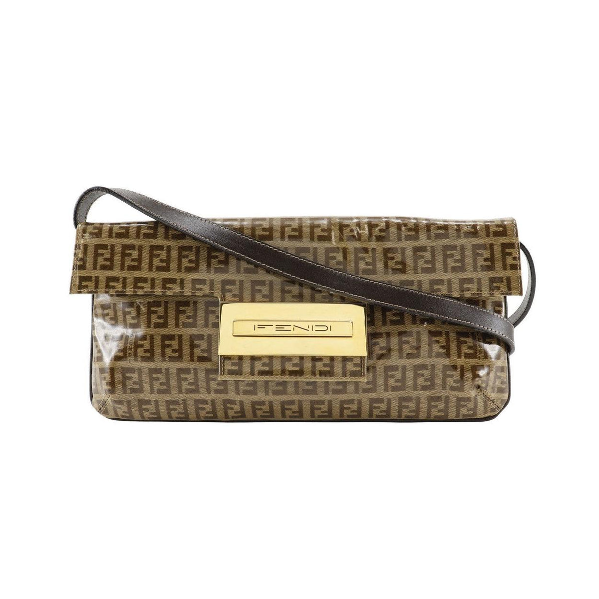 Sac Porté Épaule Fendi Zucchino Mamma Baguette Plastic - Marron