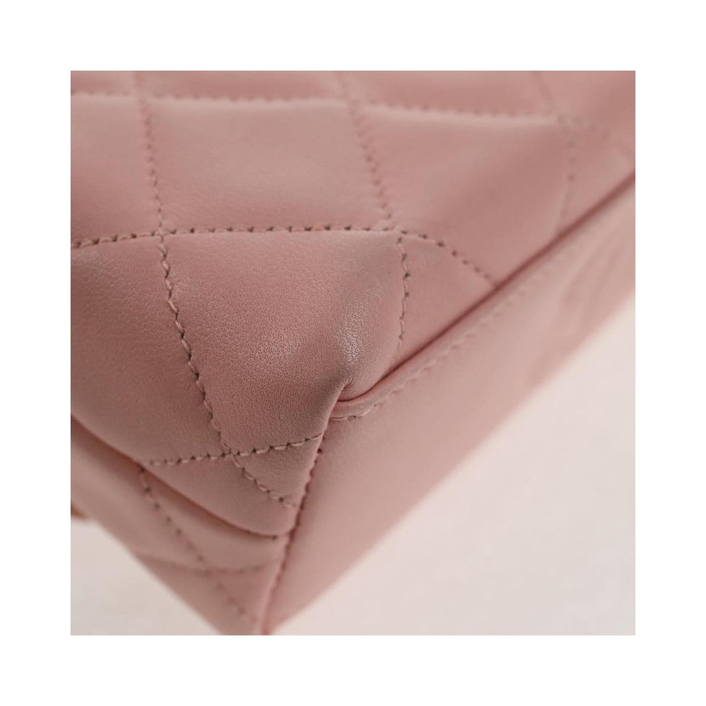 Sac Chanel Vintage Camellia Flap Bag Micro Cuir - Rose
