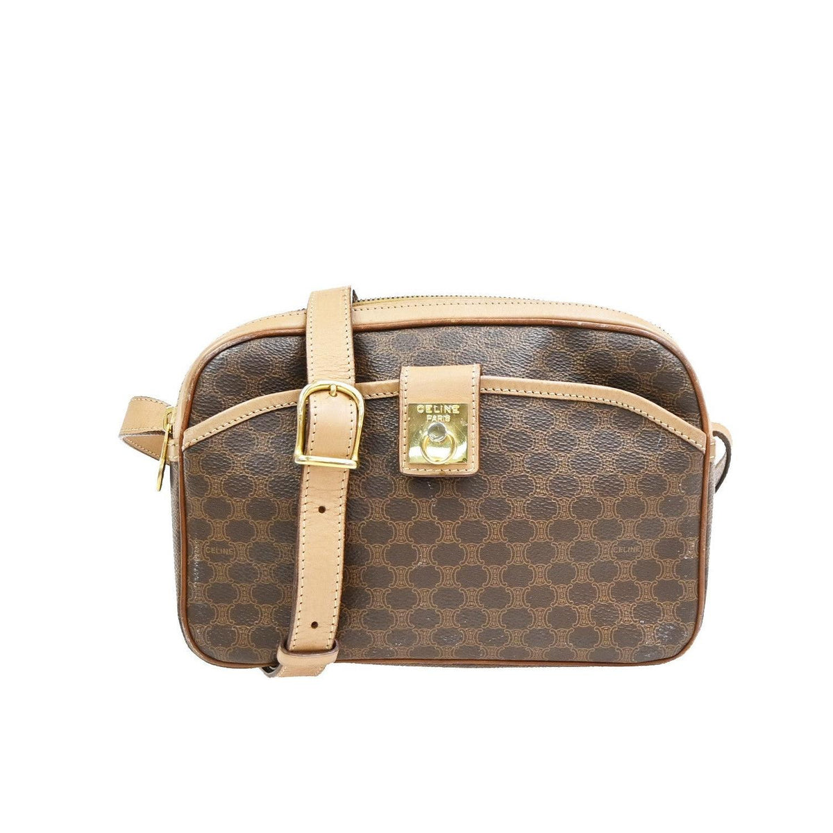 Sac Porté Épaule Celine Macadam Large Pvc - Marron