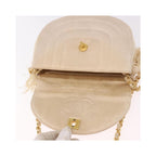 Chanel - Sac Porté Épaule Vintage Round Flap Satin - Beige