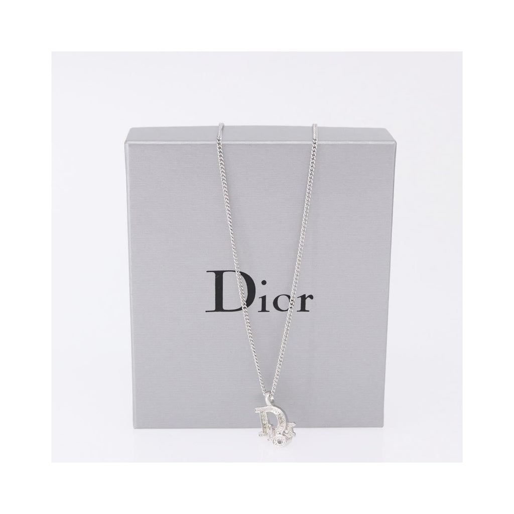 Collier Christian Dior Vintage Dior Logo Metal - Argent