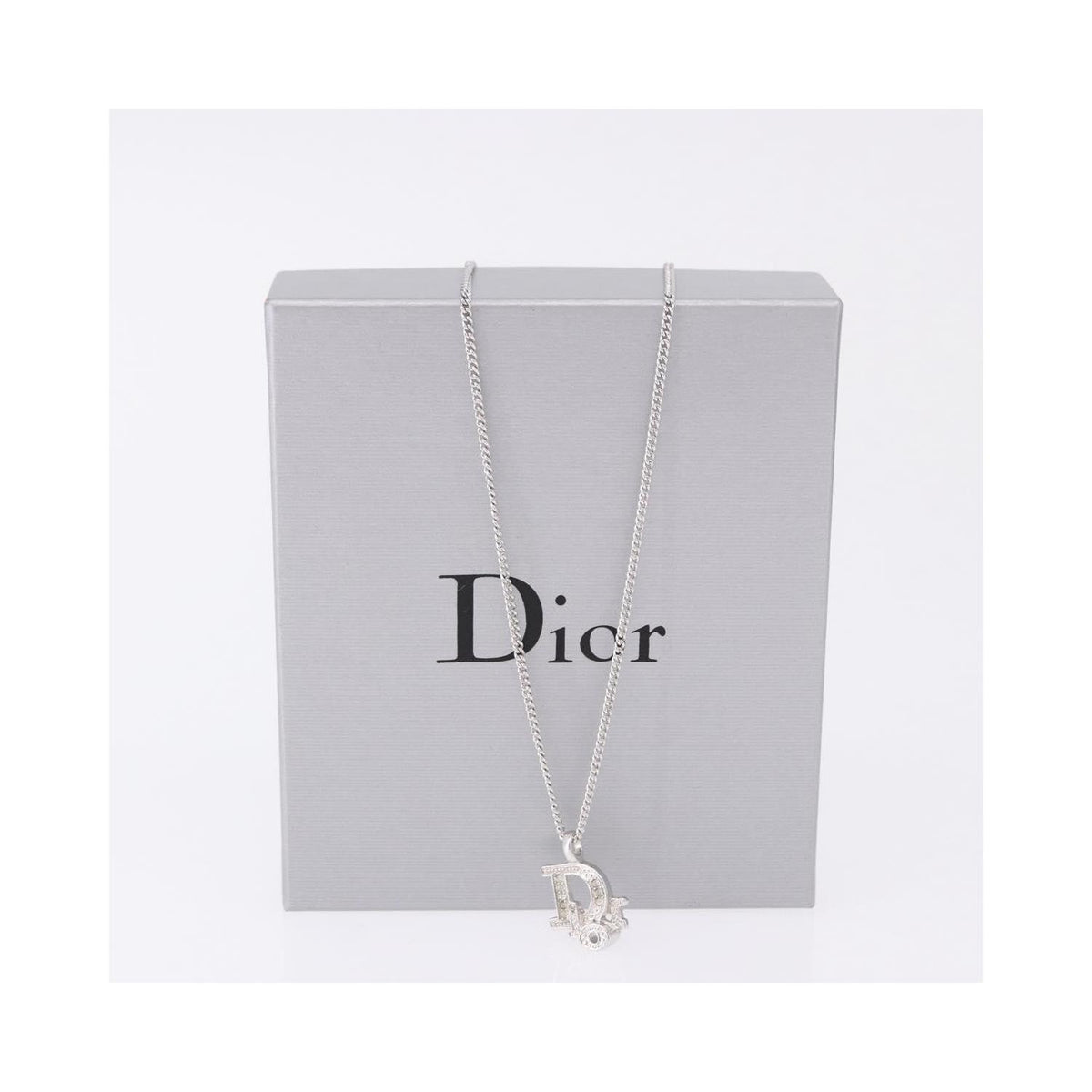 Collier Christian Dior Vintage Dior Logo Metal - Argent