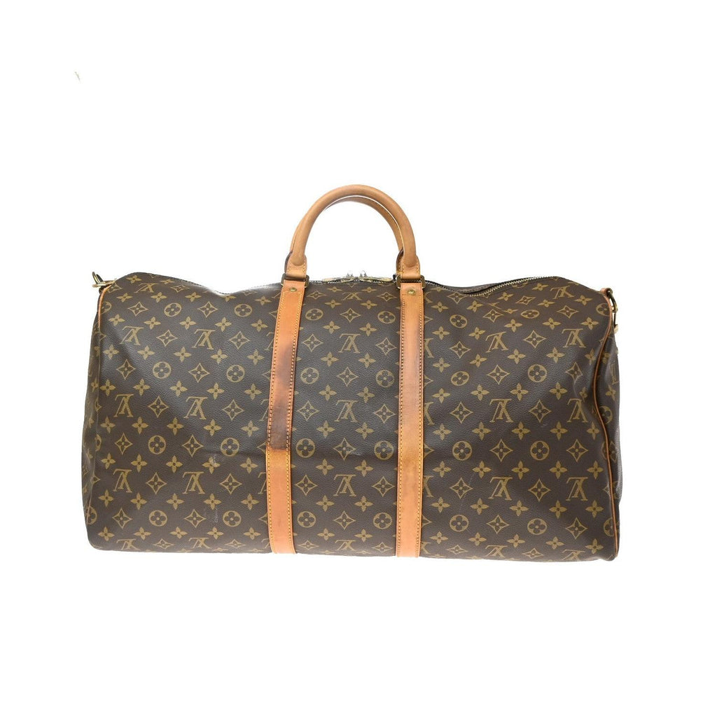 Sac De Voyage Louis Vuitton Keepall Bandoulière 55 Cuir - Marron