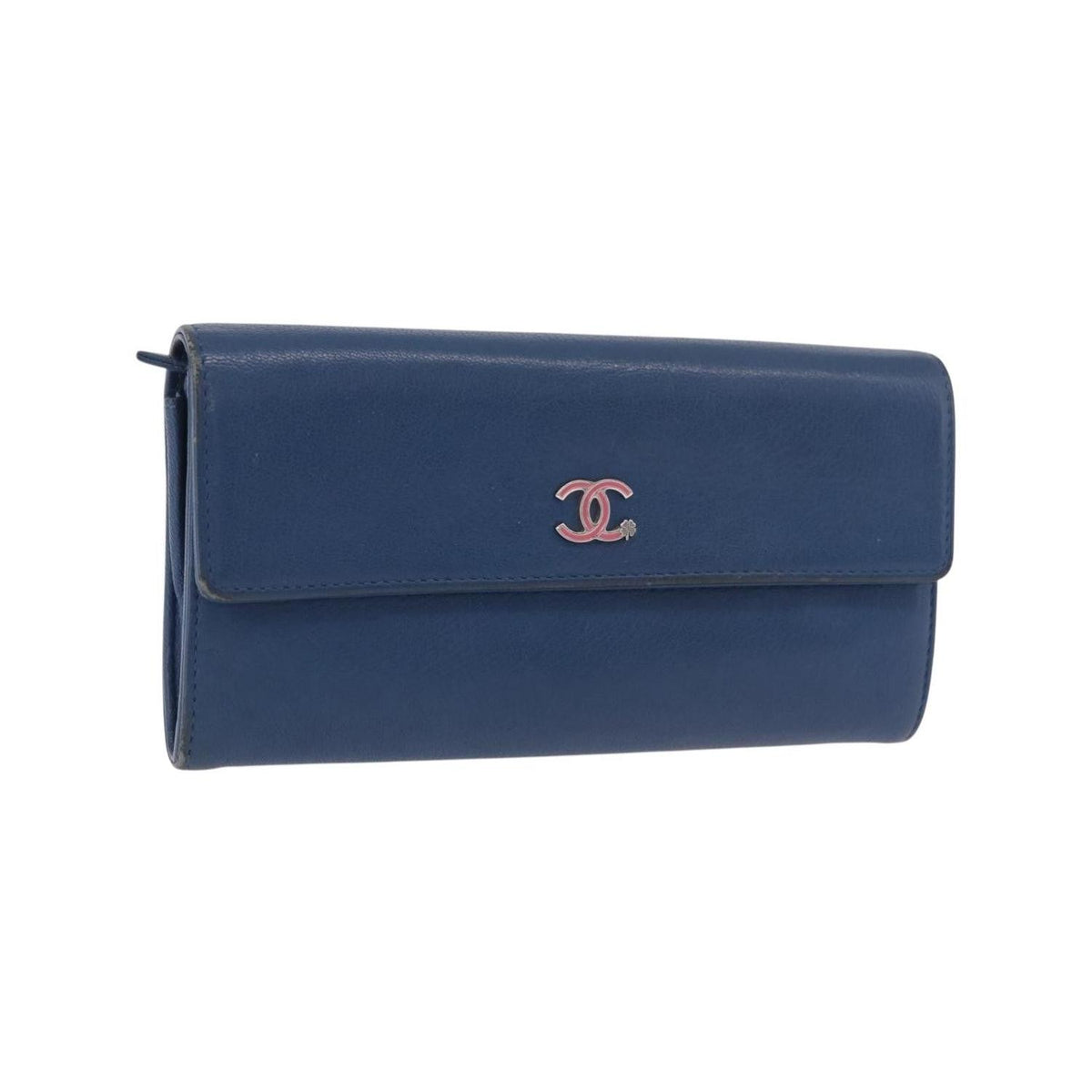 Portefeuille Chanel Lucky Clover Long Flap Wallet Cuir - Bleu