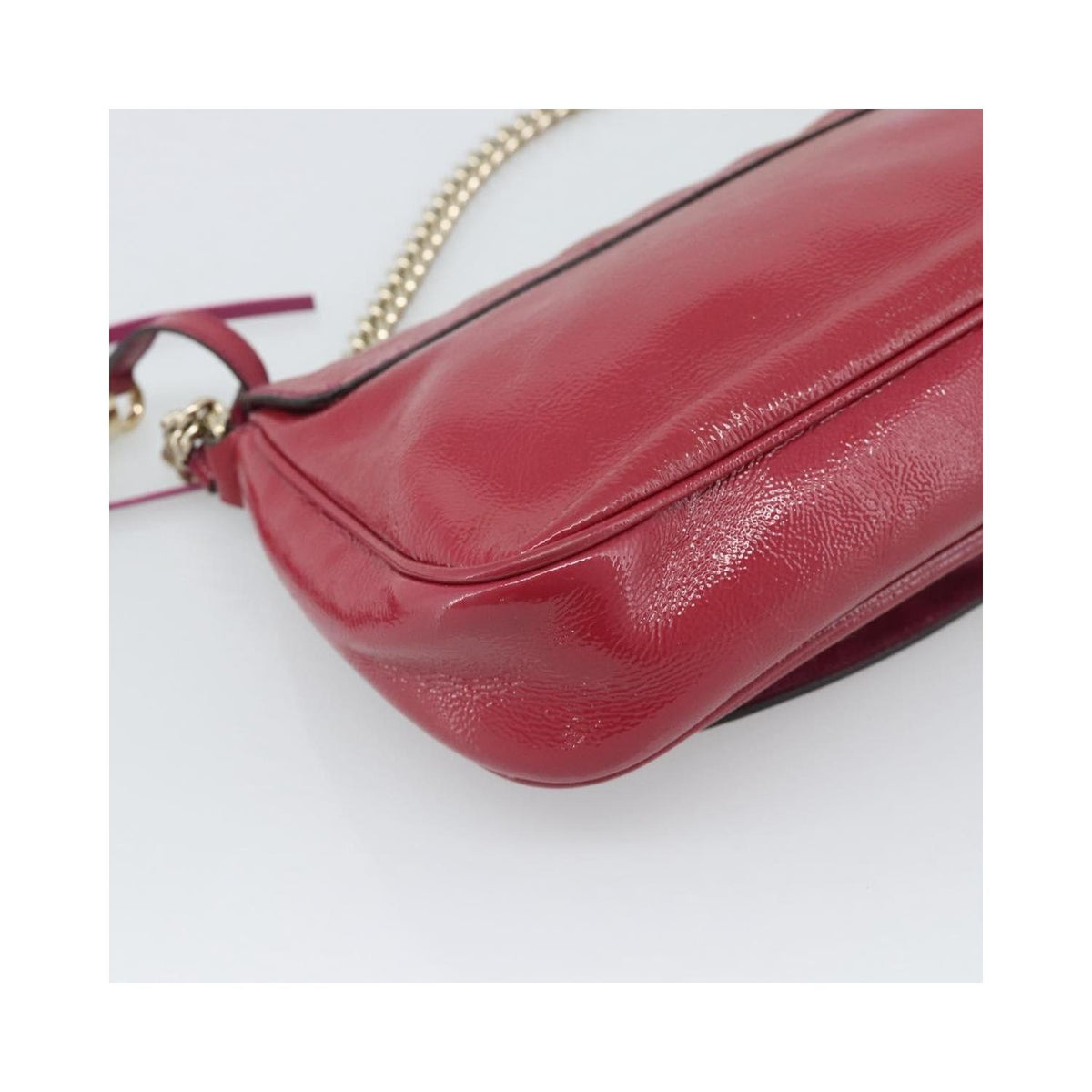 Sac Porté Épaule Gucci Soho Chain Medium Cuir Verni - Rose