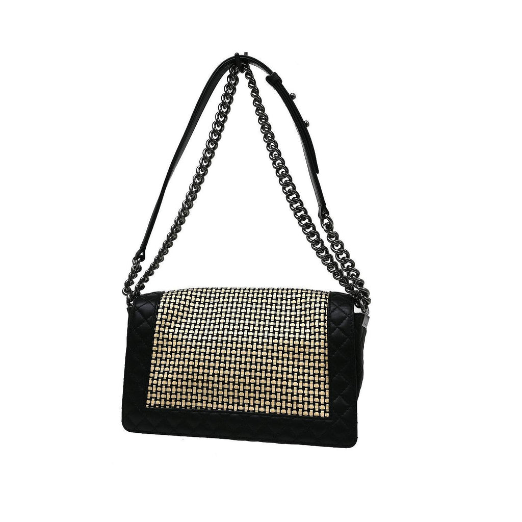 Sac Porté Épaule Chanel Reverso Boy Flap Old Medium Cuir - Noir