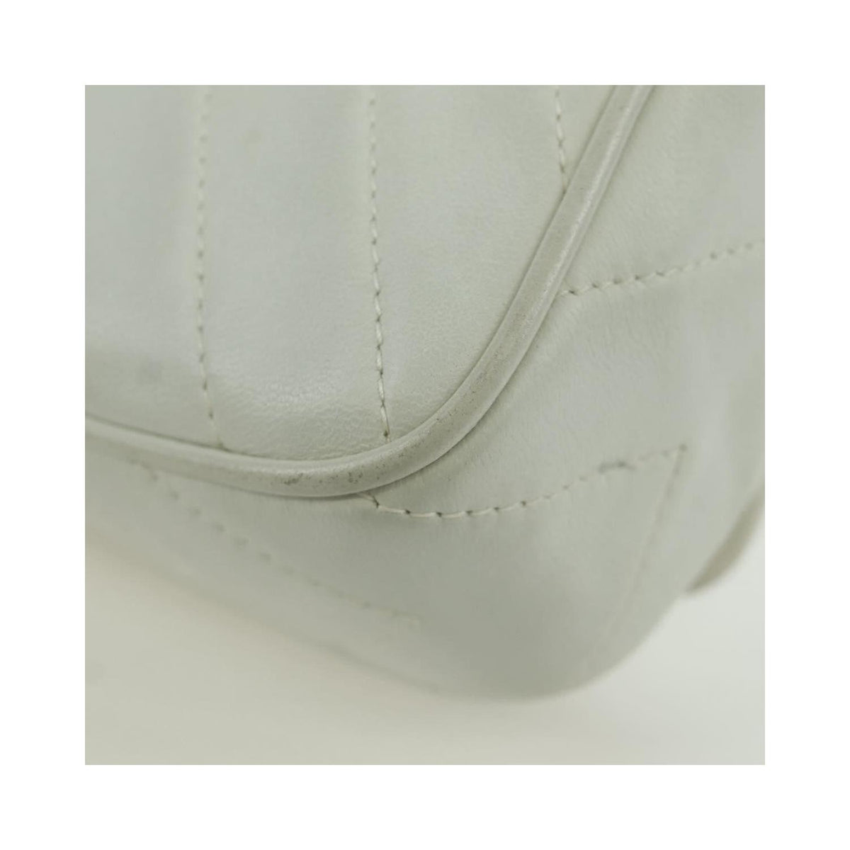 Sac Porté Épaule Chanel Vintage Gripoix Flap Cuir - Blanc
