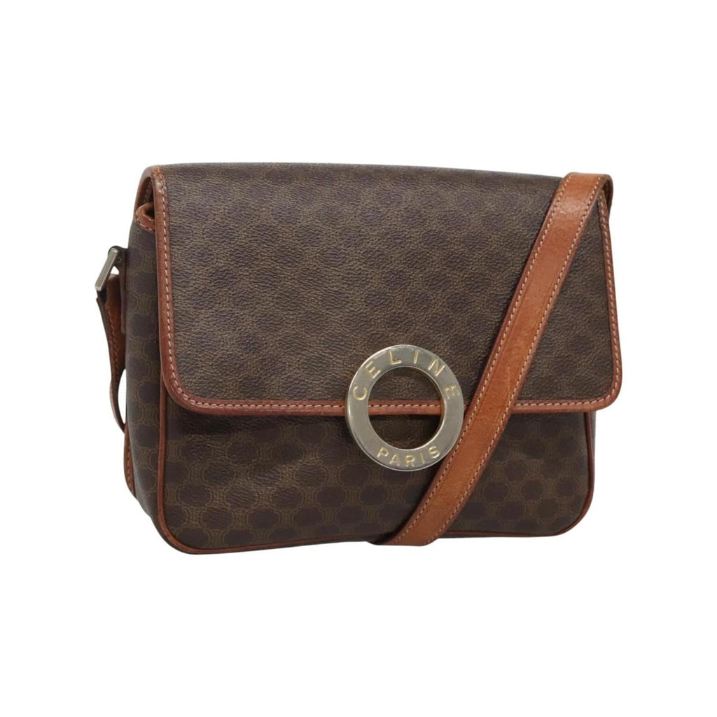 Celine - Vintage Macadam Circle Logo shoulder bag in canvas - Brown