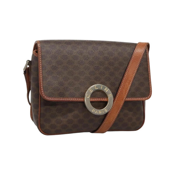 Celine - Vintage Macadam Circle Logo shoulder bag in canvas - Brown