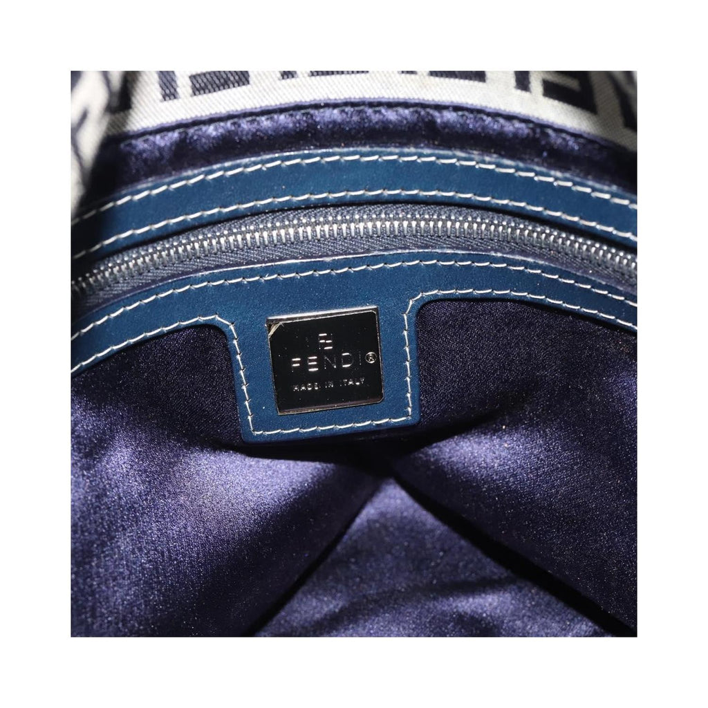 Sac Porté Épaule Fendi Zucchino Canvas Mamma Baguette Medium Toile - Bleu Marine