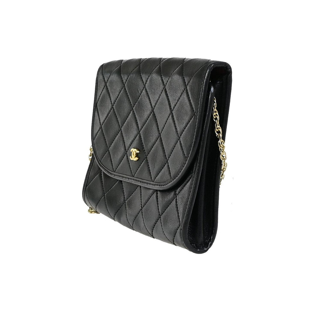 Sac Chanel Vintage Round Flap Small Cuir - Noir