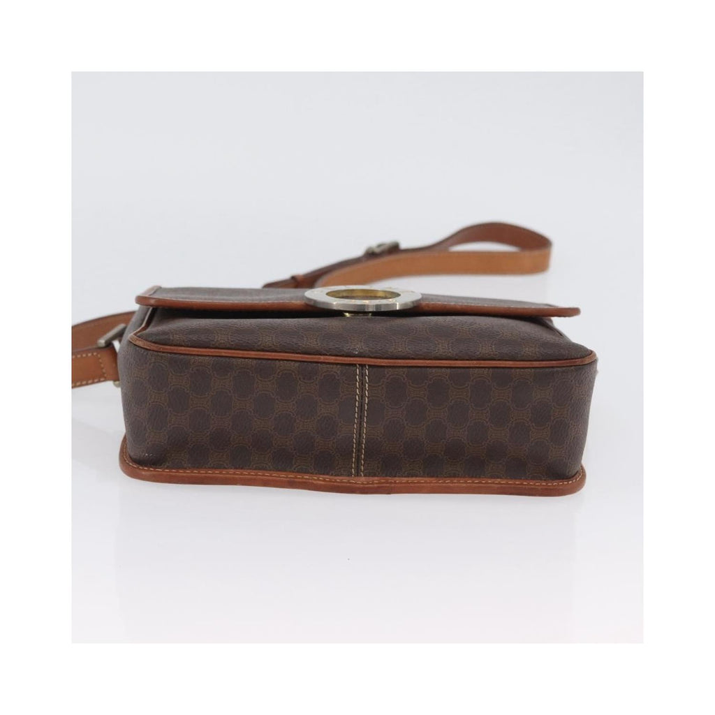 Borsa a spalla Celine Vintage Macadam Circle Logo in tela - Marrone