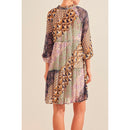 Vestido Trapecio - Verde Agua y Beige