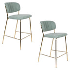 Jolien - Bar & Counter Stool - Fabric - Gold/Light Green