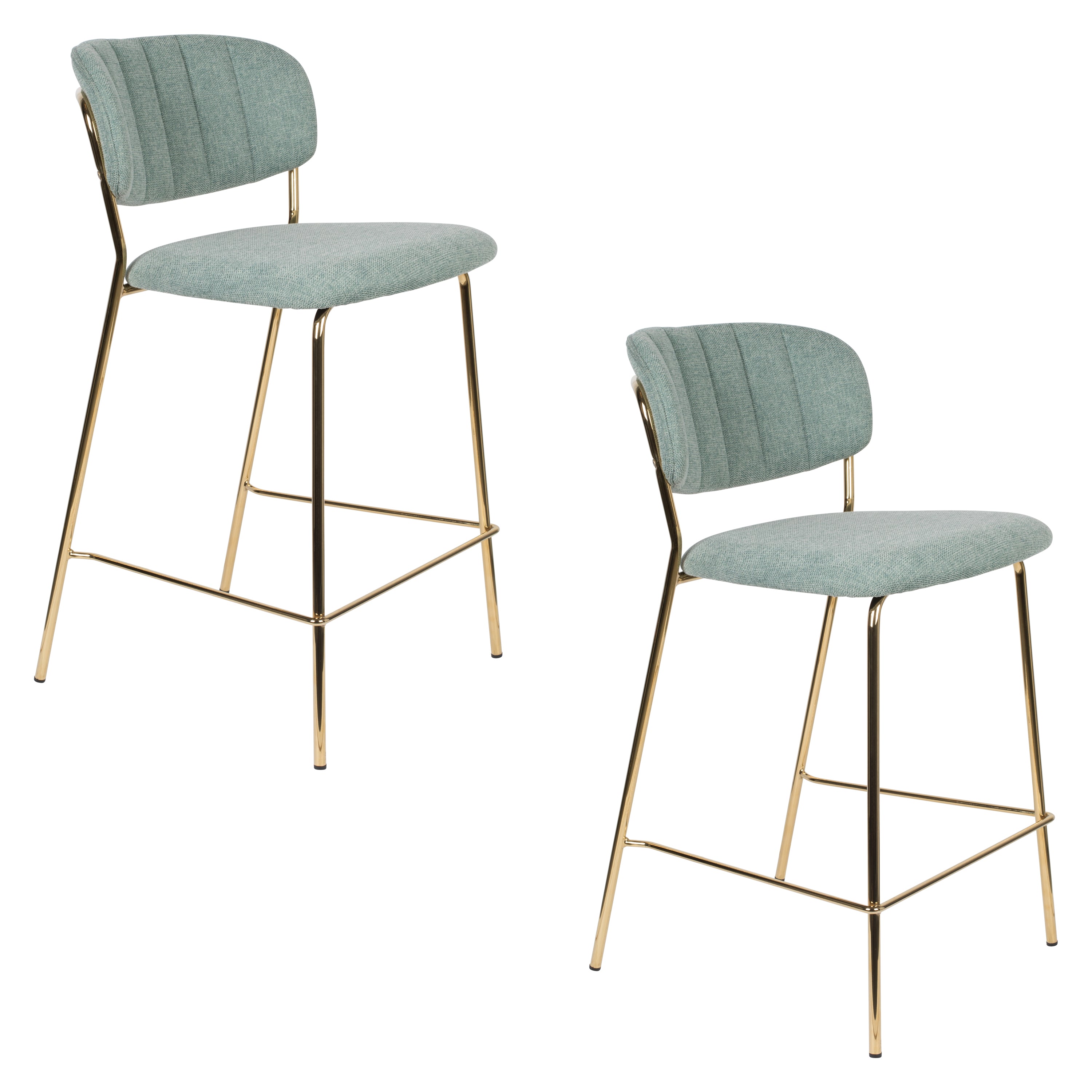Jolien - Bar & Counter Stool - Fabric - Gold/Light Green
