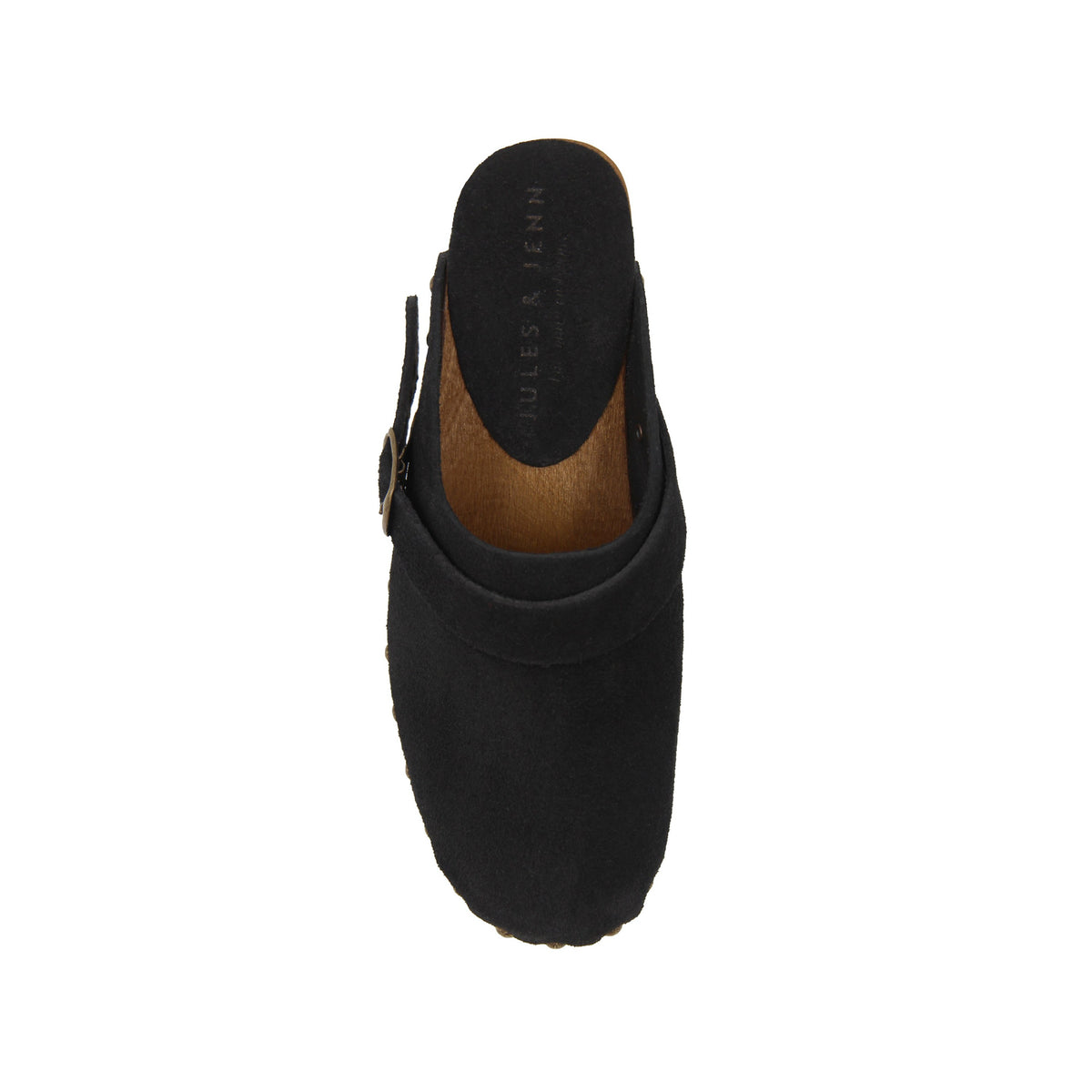 Sabots Bois Brides Cuir Daim Noir - Femme