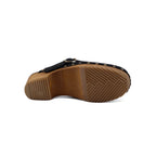 Sabots Bois Brides Cuir Daim Noir - Femme
