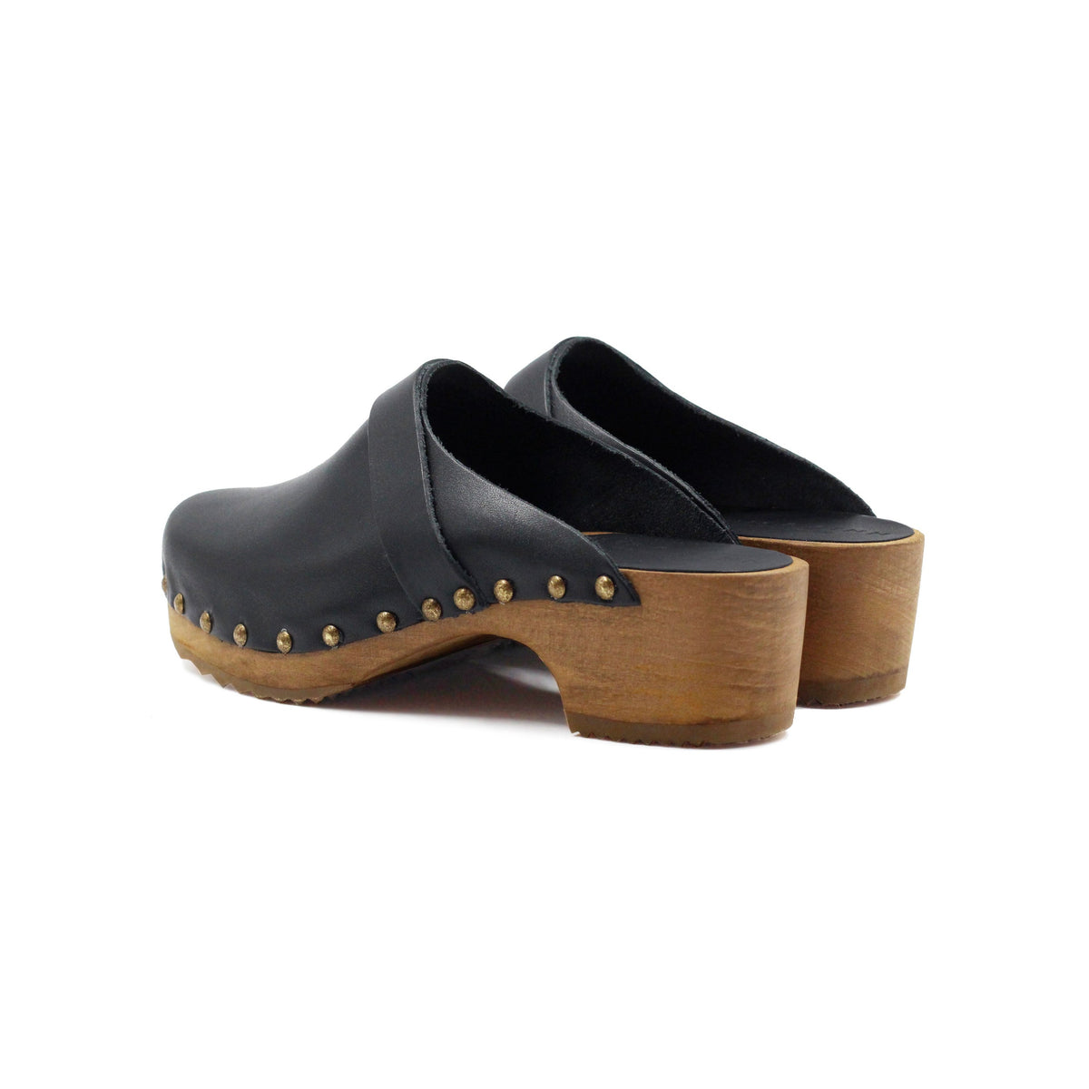 Sabots Bois Cuir Noir - Femme