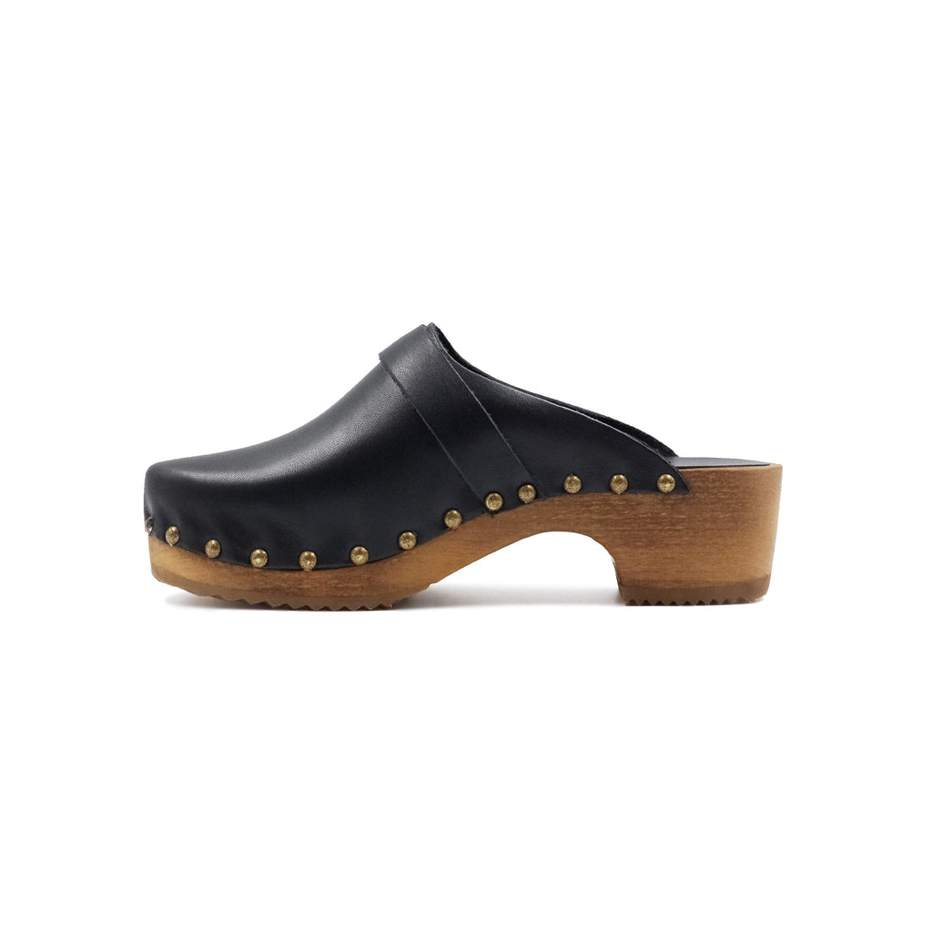 Sabots Bois Cuir Noir - Femme