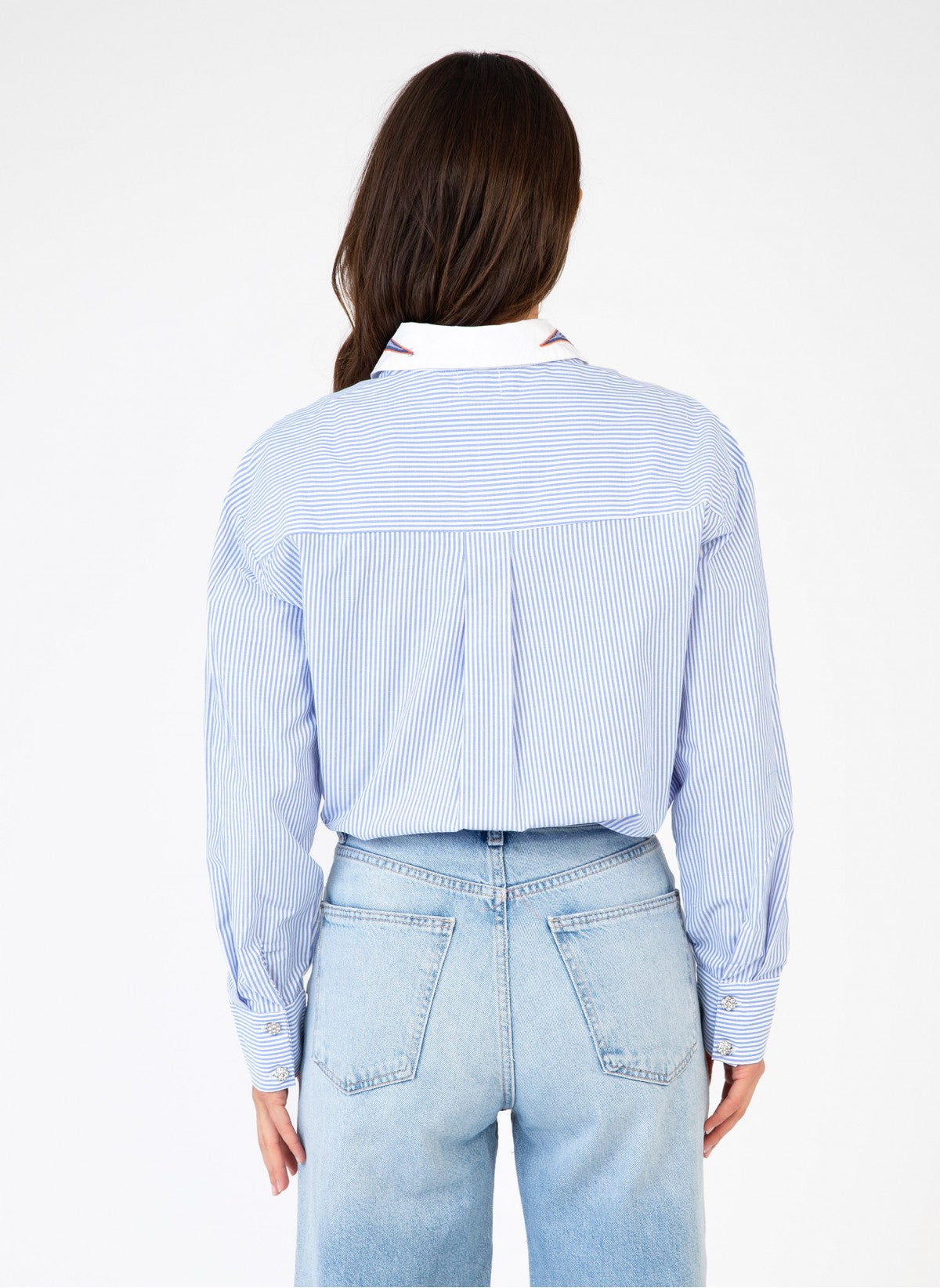 Saby Embroidered Collar Shirt - Blue