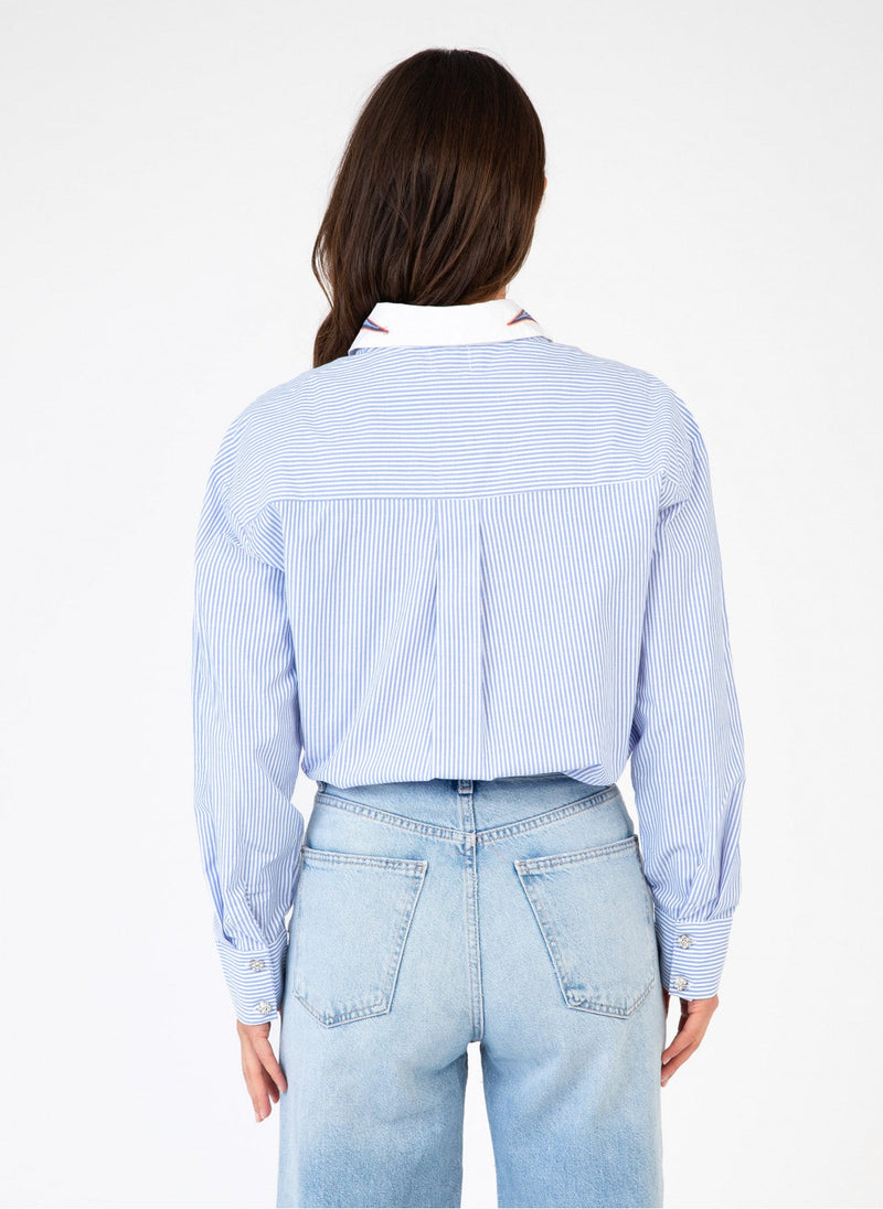 Camisa Saby con cuello bordado - Azul