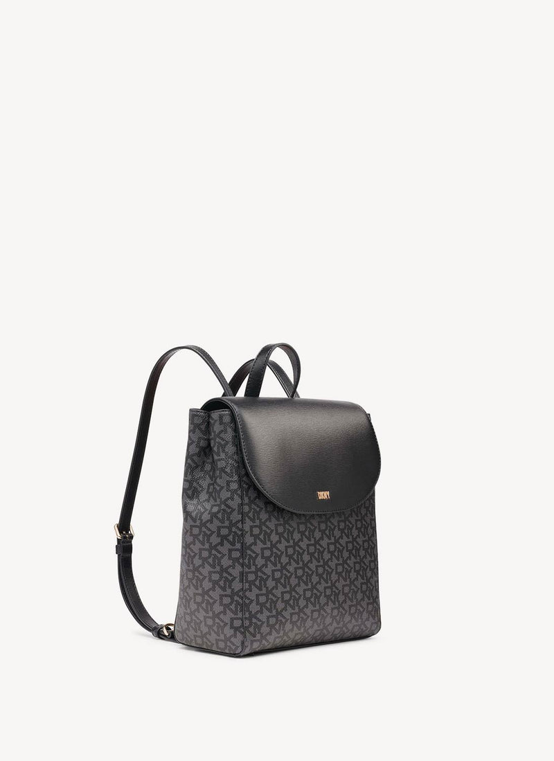 Dkny - Sac A Dos Bryant Flap - Noir Logo - Femme