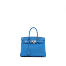 Sac À Main Birkin 30 Retourné Hermès Clémence Bleu - Hermès