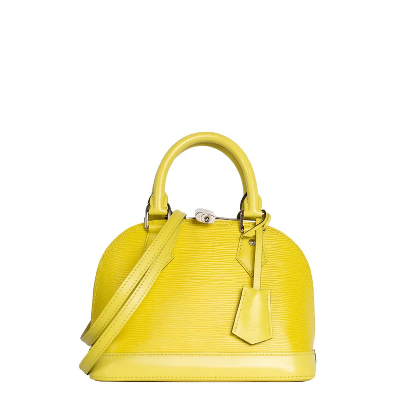 sac de seconde main alma louis vuitton  en cuir épi jaune face