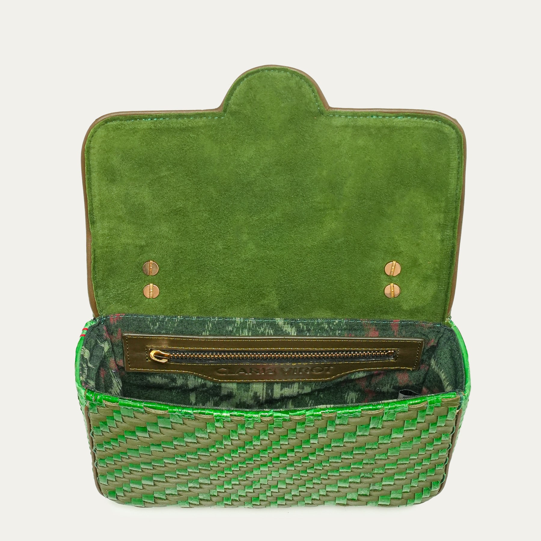 Sac Ava Medium Cuir Tressé Romarin