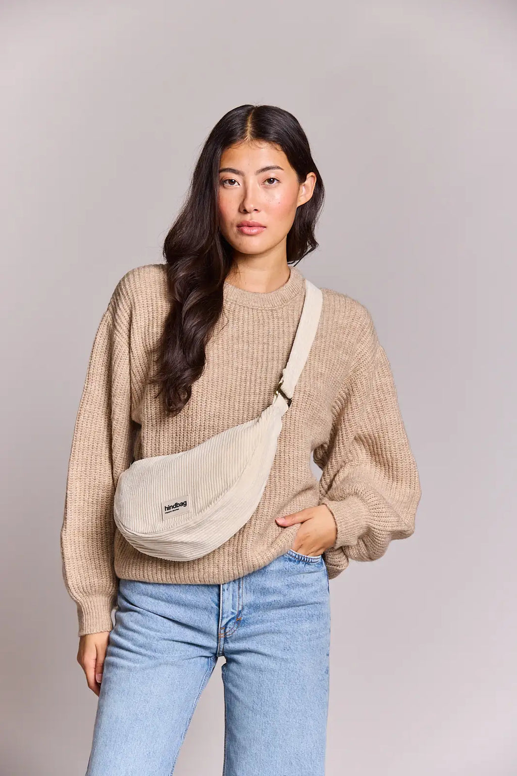 Sac Banane Andrea - Velours Beige