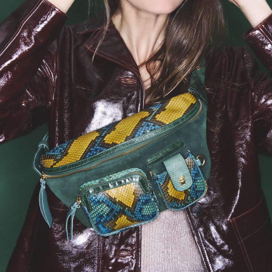 Sac Banane Python Romeo Lotus Bleu