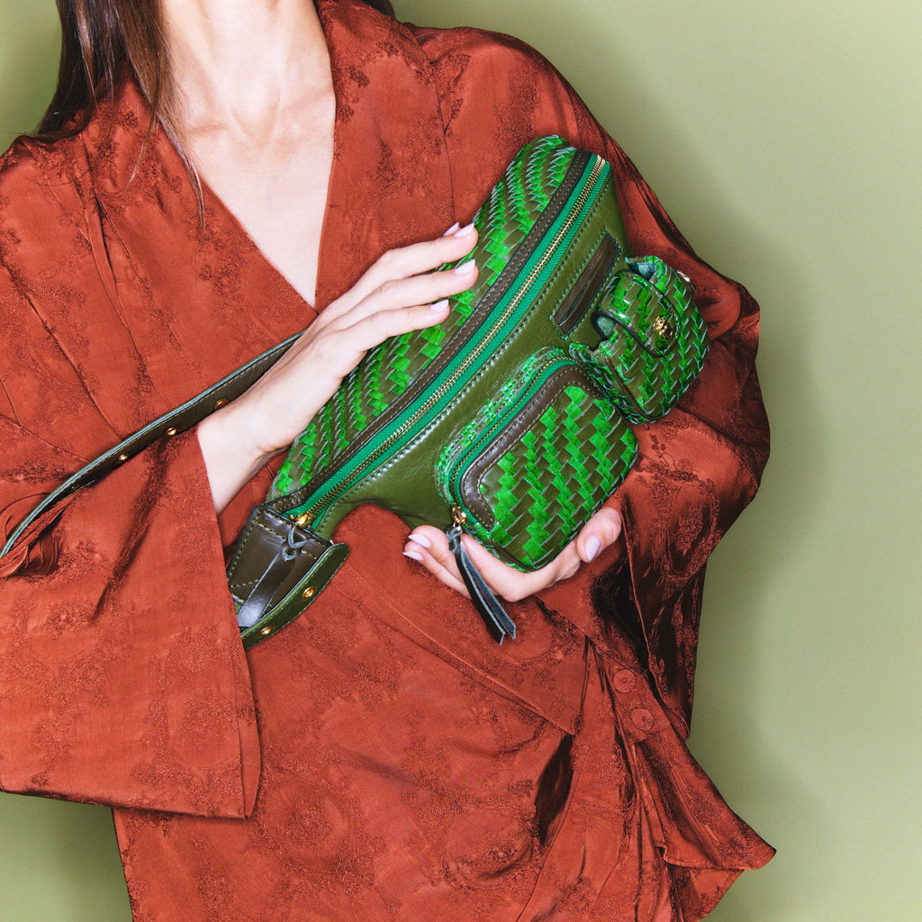 Sac Banane Roméo Cuir Tressé Romarin