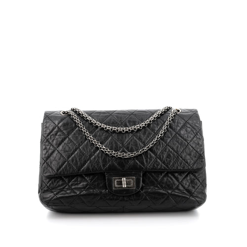 Sac Bandoulière 2.55 Grand Cuir Veau Vieilli Noir - Chanel