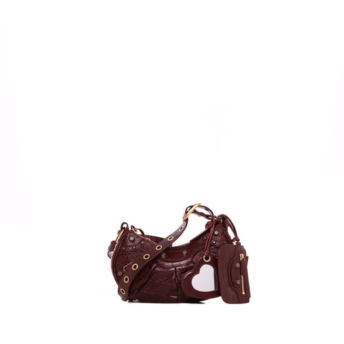 Sac Bandoulière Cagole Cuir Bordeaux