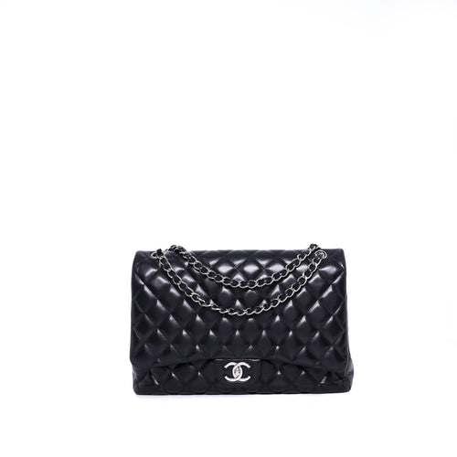 Sac Bandoulière Jumbo Cuir D'Agneau Matelassé Noir - Chanel