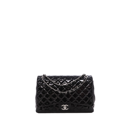 Sac Bandoulière Jumbo Chanel Cuir Verni Matelassé Noir - Chanel