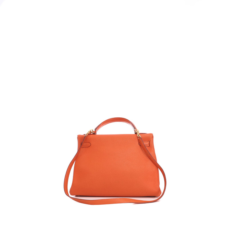 Sac Bandoulière Kelly 32 Hermès Clémence Terre De Feu - Hermès