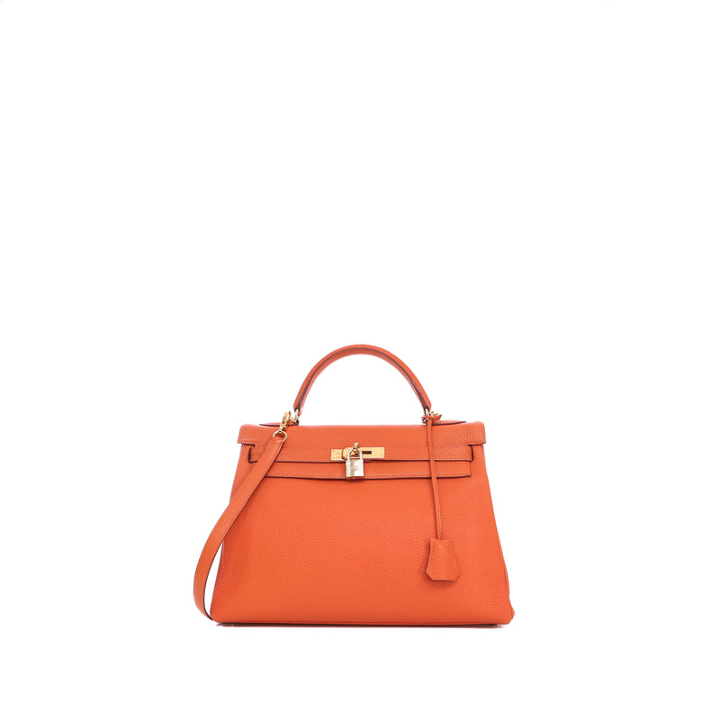 Sac Bandoulière Kelly 32 Hermès Clémence Terre De Feu - Hermès