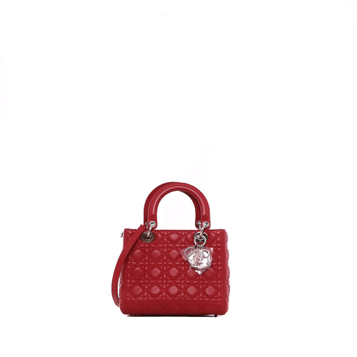 Sac Bandoulière Lady Dior Medium Dior Cuir Cannage Rouge - Dior