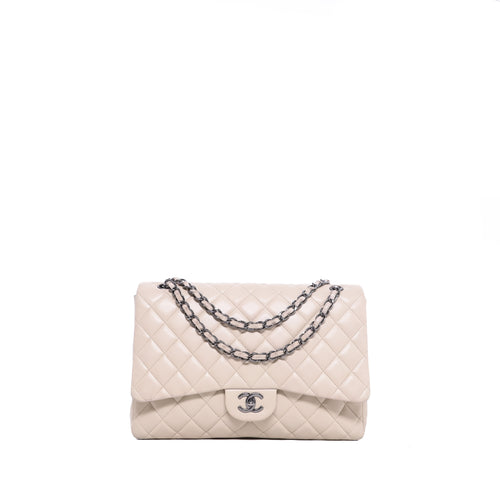 Sac Bandoulière Maxi Jumbo Cuir D'Agneau Matelassé Crème - Chanel