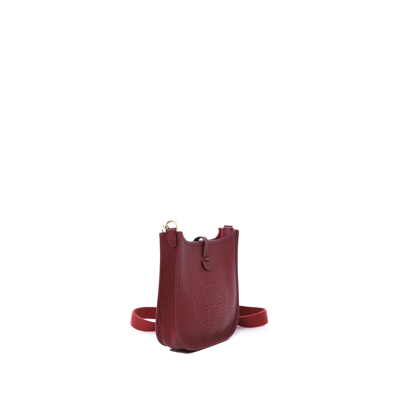 Sac Bandoulière Mini Evelyne Cuir Bordeaux - Hermès