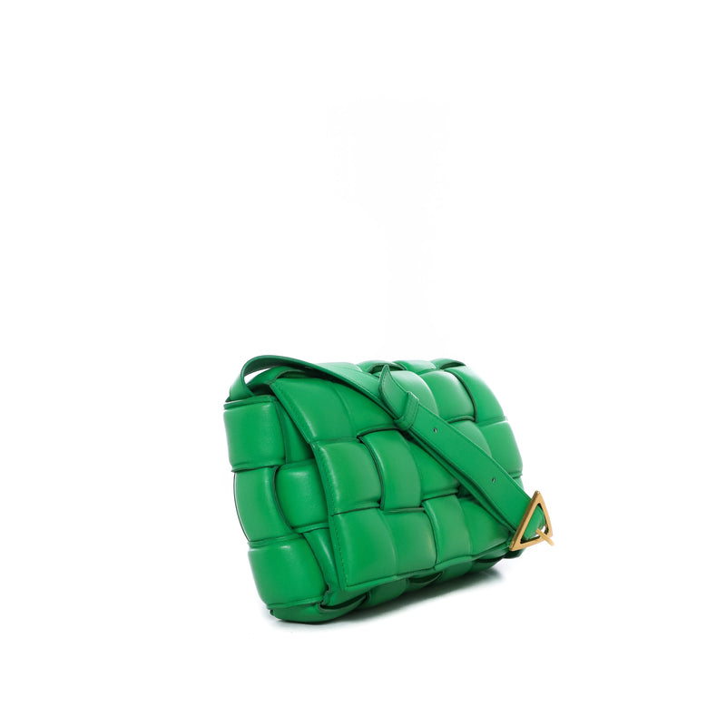 Sac Bandoulière Padded Cassette Bottega Veneta Cuir D'Agneau Souple Intreccio Matelassé Vert - Bottega Veneta